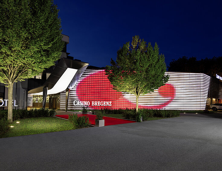 Casino Bregenz Außenansicht bei Nacht
