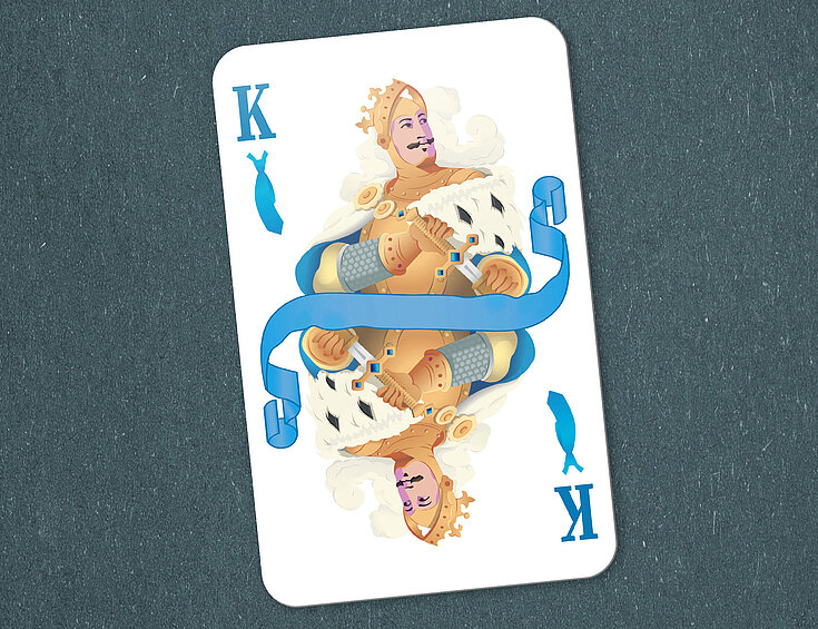 Blue Casino Night Keyvisual Spielkarte König mit Krawatte