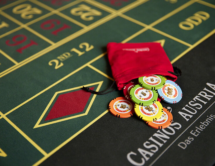 Roulette Close-up Tableau Jetons aus Jeton-Sackerl